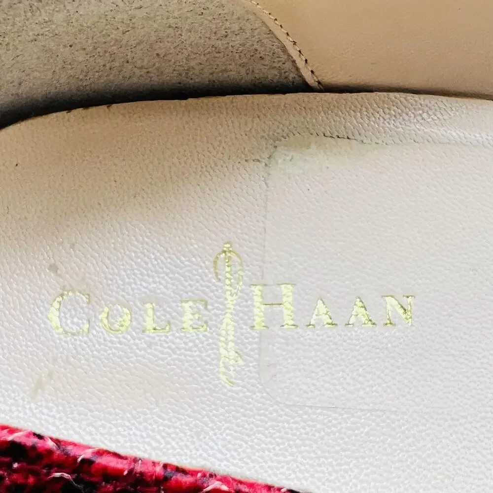 Cole Haan Shoes Women 9 Red Leather Snake Print Cone Heel Pump Round Toe Slip On